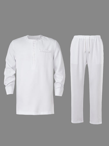 TACOHEAL Holiday Embroidered Long Sleeve Men's Pants Set