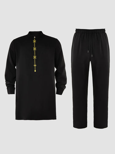 TACOHEAL Embroidered Long Sleeve Men's Set