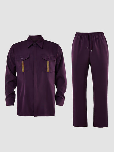 TACOHEAL Turndown Button Down Long Sleeve Men's Set