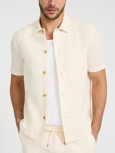 TACOHEAL Button Down Solid Short Sleeve Men's Set