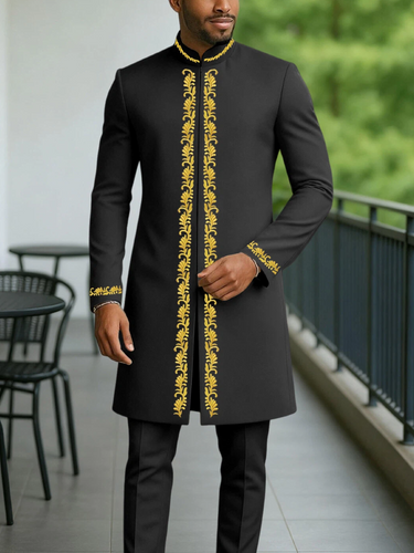 TACOHEAL Embroidered Zip-Up Long Sleeve Men's Pants Set