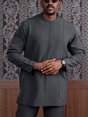 TACOHEAL Plain Long Sleeve Men's Pants Set