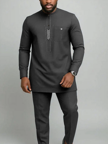 TACOHEAL New Embroidered Long Sleeve Men's Pants Set