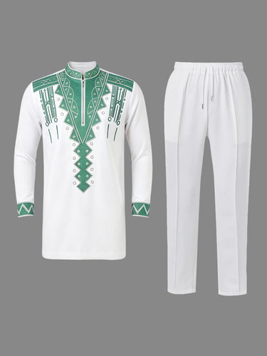TACOHEAL Luxury Embroidered Long Sleeve Men's Set