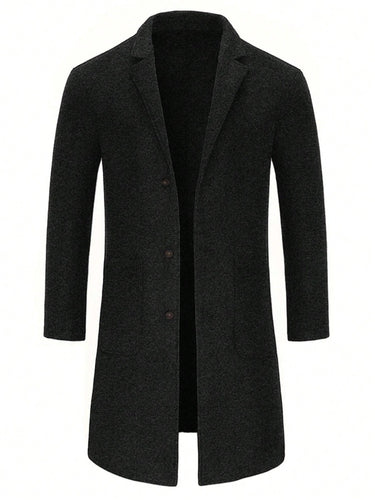 TACOHEAL Solid Single Breasted Men's Overcoat