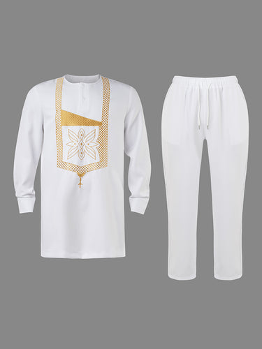TACOHEAL New Embroidery Long Sleeve Men's Pants Set