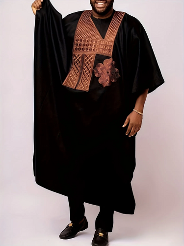 Ethnic Embroidered Agbada 3 Pieces Set For Men