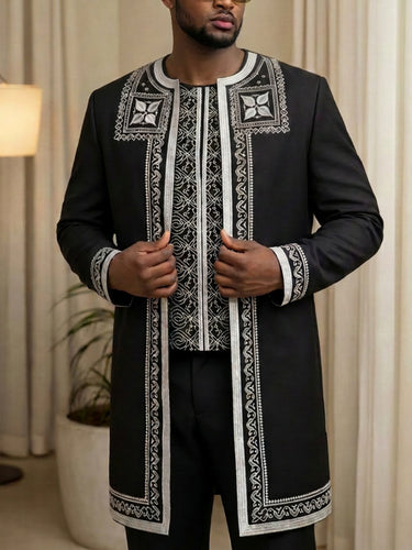 TACOHEAL Luxury Embroidery Agbada 3 Pieces Men's Set