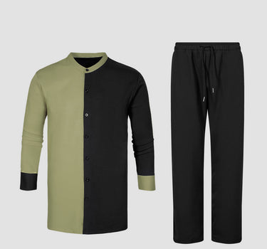 African Long Sleeve Colorblock Men's Set