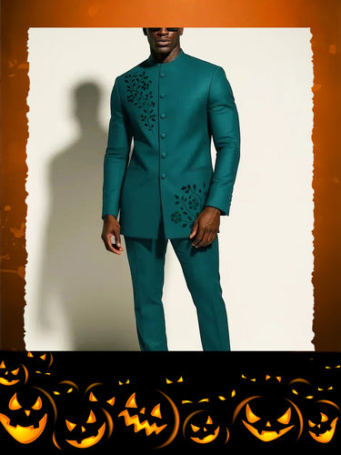 TACOHEAL Embroidered Long Sleeve Pants Set For Men
