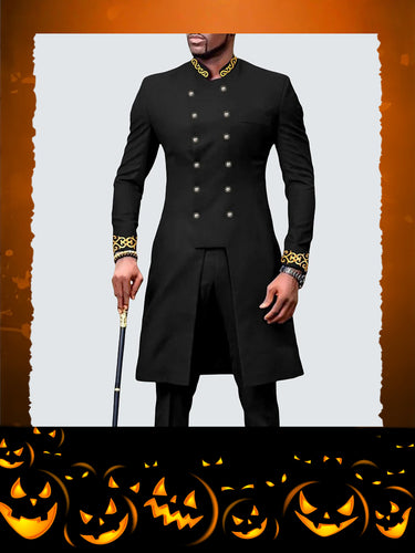 TACOHEAL Double-breasted Embroidered Dashiki Suit