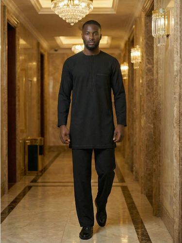 TACOHEAL Long Sleeve Black Embroidered Men's Set