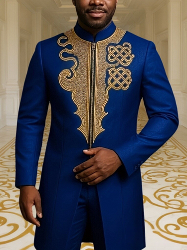 TACOHEAL Zip-Up Luxury Embroidered Men's Pants Set