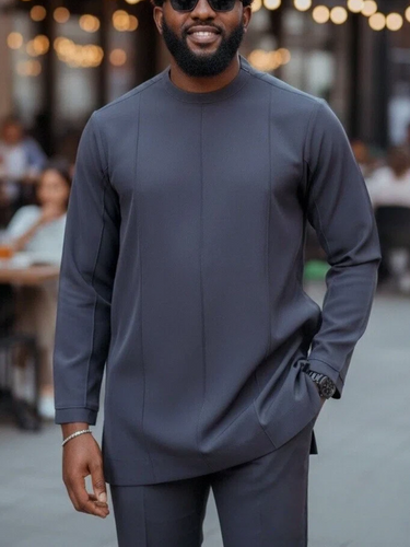 TACOHEAL Plain Long Sleeve Men's Pants Set