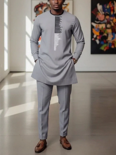 TACOHEAL Long Sleeve Embroidery Men's Pants Set