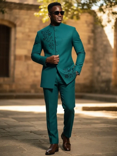 TACOHEAL Embroidered Long Sleeve Pants Set For Men