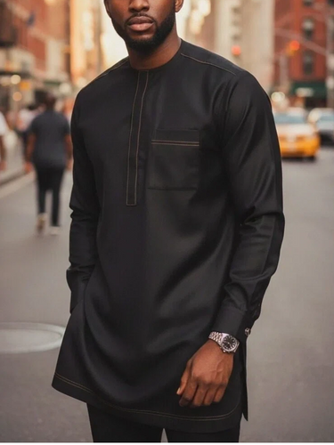 TACOHEAL Long Sleeve Black Embroidered Men's Set