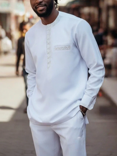 TACOHEAL Holiday Embroidered Long Sleeve Men's Pants Set