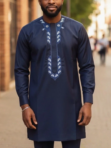TACOHEAL African Men's Shirt Ethnic Embroidery Shirt And Pants