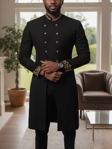 TACOHEAL Double-breasted Embroidered Dashiki Suit