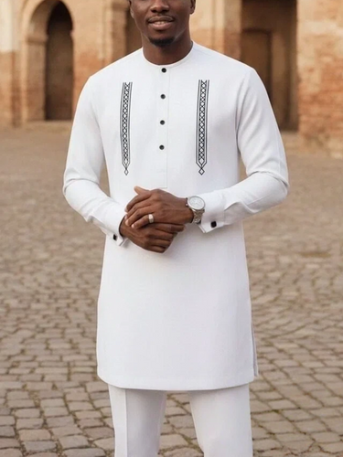 TACOHEAL Embroidery Long Sleeve Button Men's Set