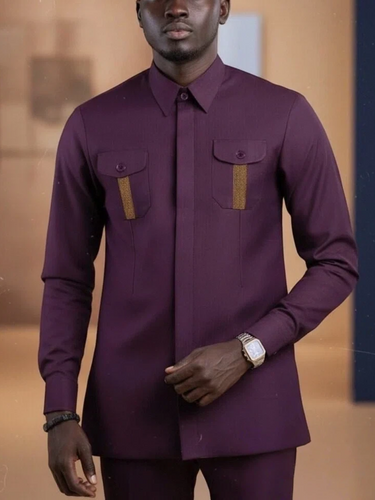 TACOHEAL Turndown Button Down Long Sleeve Men's Set