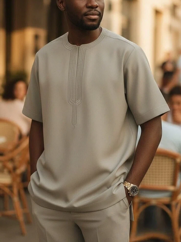 Farbblock Knopf Tasche Grün Casual Set 