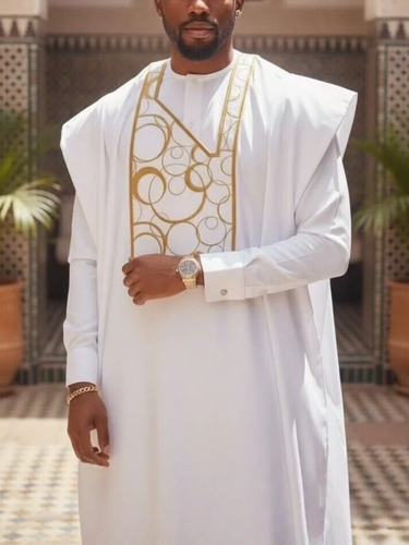 TACOHEAL Men's Circle Embroidered Agbada 3 Piece Set
