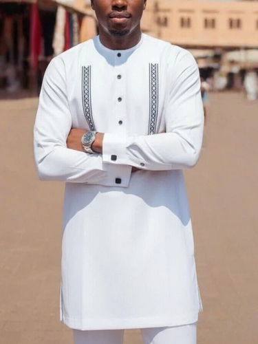 TACOHEAL Embroidery Long Sleeve Button Men's Set