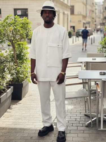 TACOHEAL New Black Round Neck Men's Pants Set