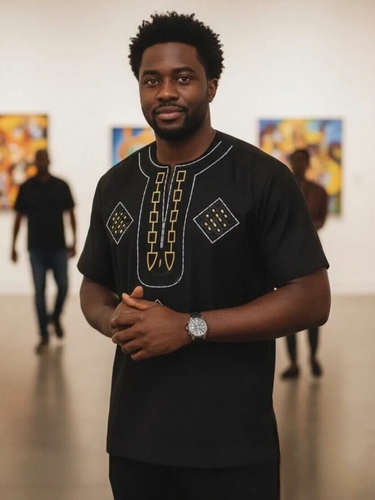 TACOHEAL African Embroidery Short Sleeve Men's Pants Set