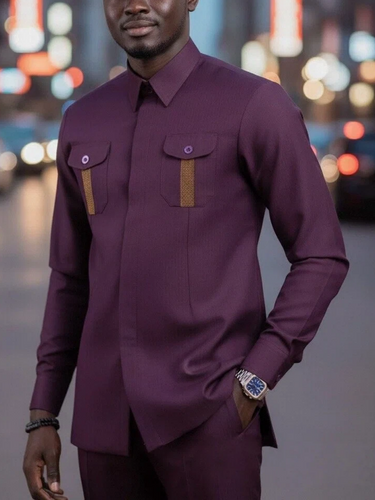 TACOHEAL Turndown Button Down Long Sleeve Men's Set