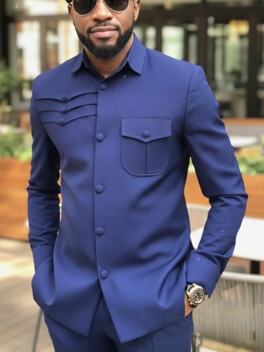 TACOHEAL Long Sleeve Button Down Solid Men's Set