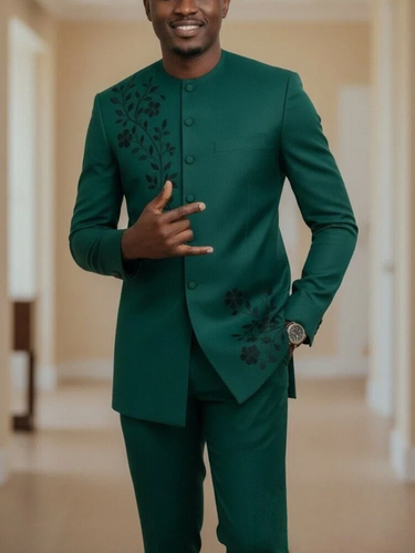 TACOHEAL Embroidered Long Sleeve Pants Set For Men