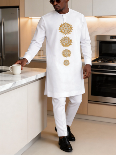 TACOHEAL Special Embroidered Long Sleeve Button Men's Set