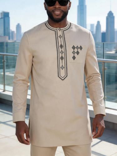 TACOHEAL Embroidered Long Sleeve Men's Pants Set