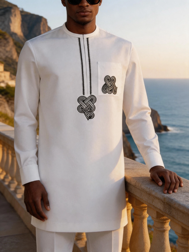 TACOHEAL Embroidered Long Sleeve Zip-Up Men's Set