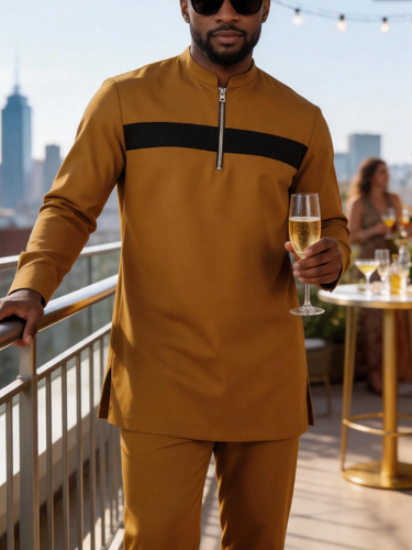 TACOHEAL Colorblock Long Sleeve Men's Pants Set