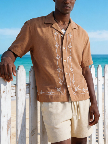 TACOHEAL Embroidered Button Down Men's Shirt