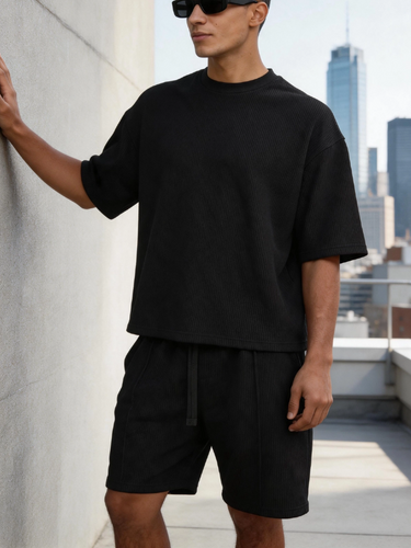 TACOHEAL Solid Round Neck Half Sleeve Men's Set