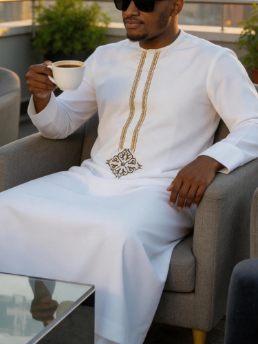 TACOHEAL Ethnic Embroidered Long Sleeve Men's Pants Set