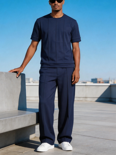 TACOHEAL Solid Short Sleeve Men's Pants Set
