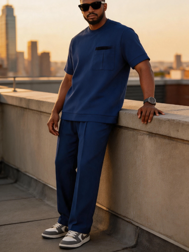TACOHEAL Round Neck Short Sleeve Men's Pants Set