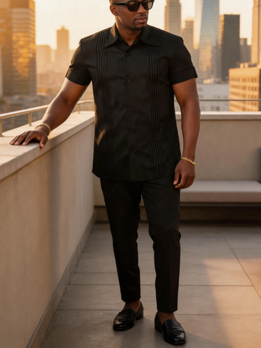 TACOHEAL Button Down Short Sleeve Men's Pants Set