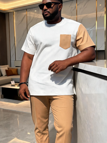 TACOHEAL Colorblock Short Sleeve Men's Pants Set