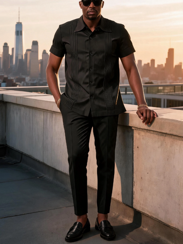 TACOHEAL Button Down Short Sleeve Men's Pants Set