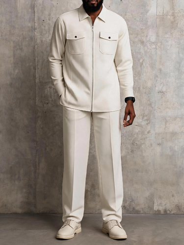 TACOHEAL Turndown Zip-Up Long Sleeve Men's Set