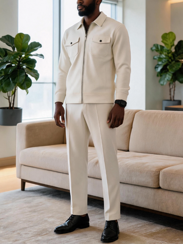 TACOHEAL Turndown Zip-Up Long Sleeve Men's Set