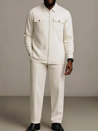 TACOHEAL Turndown Zip-Up Long Sleeve Men's Set