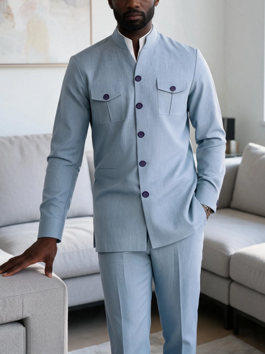 TACOHEAL Button Down Long Sleeve Men's Pants Set